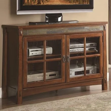 TV Stand with Slate Insert and Glass Doors